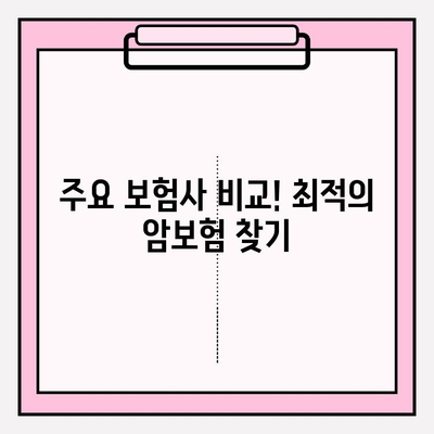 비갱신형 암보험 보장 비교 분석| 나에게 맞는 보험 찾기 | 비갱신형, 암보험, 보장 비교, 비교사이트