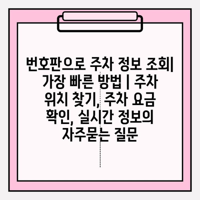 번호판으로 주차 정보 조회| 가장 빠른 방법 | 주차 위치 찾기, 주차 요금 확인, 실시간 정보