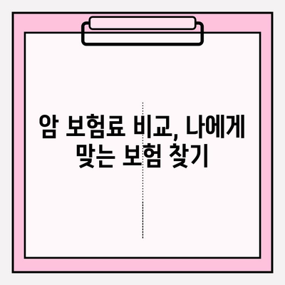 암 진단비 보험, 나에게 맞는 보장 찾기| 비교 & 계산 가이드 | 암 보험료, 보장 분석, 추천