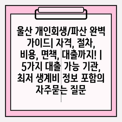 울산 개인회생/파산 완벽 가이드| 자격, 절차, 비용, 면책, 대출까지! | 5가지 대출 가능 기관, 최저 생계비 정보 포함
