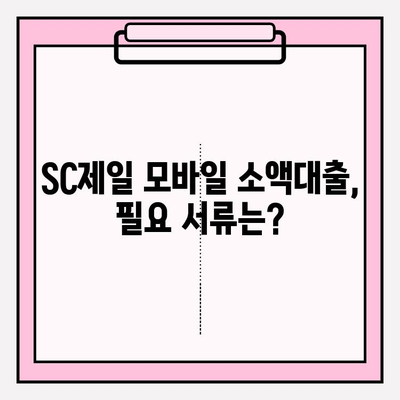 SC제일 모바일 소액대출| 모바일 즉시 가능 (+추가혜택) | 신청부터 필요서류까지 완벽 가이드 |