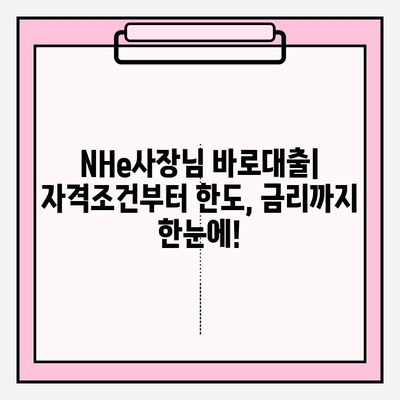 NHe사장님 바로대출| 자격조건, 신청방법, 한도, 금리까지 한번에! (+개인사업자 비대면 대출) | NH농협은행 고객센터, 모바일 앱, 비대면 대출 가능한곳 BEST 5