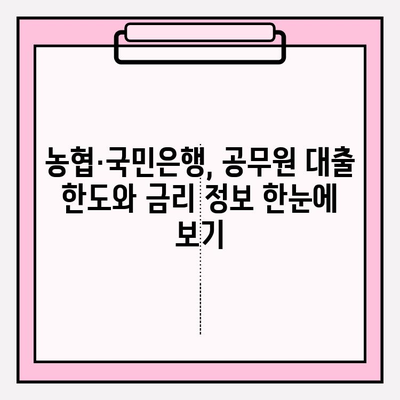 공무원이라면 주목! 농협·국민은행 대출 자격조건 완벽 정리 | 연금, 신용, 전세, 주택담보, 학자금 대출까지!