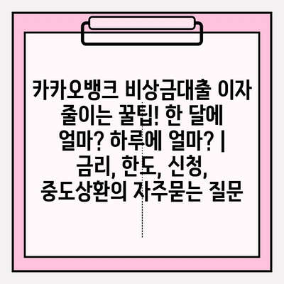 카카오뱅크 비상금대출 이자 줄이는 꿀팁! 한 달에 얼마? 하루에 얼마? | 금리, 한도, 신청, 중도상환