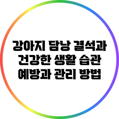 강아지 담낭 결석과 건강한 생활 습관: 예방과 관리 방법