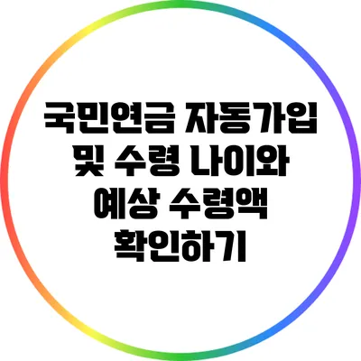 국민연금 자동가입 및 수령 나이와 예상 수령액 확인하기
