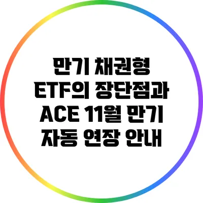 만기 채권형 ETF의 장단점과 ACE 11월 만기 자동 연장 안내