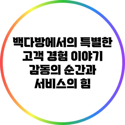 백다방에서의 특별한 고객 경험 이야기: 감동의 순간과 서비스의 힘