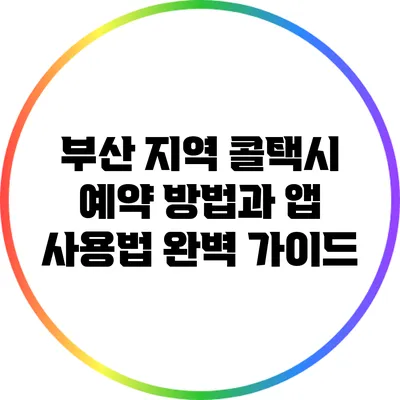 부산 지역 콜택시 예약 방법과 앱 사용법 완벽 가이드