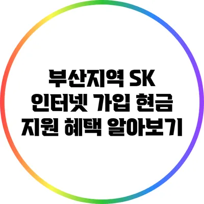 부산지역 SK 인터넷 가입 현금 지원 혜택 알아보기