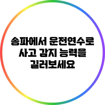 송파에서 운전연수로 사고 감지 능력을 길러보세요