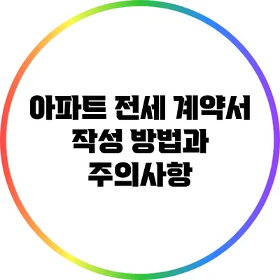 아파트 전세 계약서 작성 방법과 주의사항