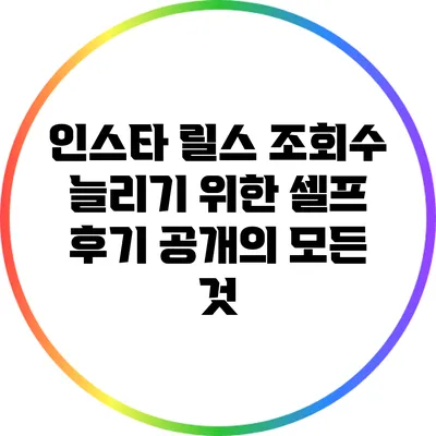 인스타 릴스 조회수 늘리기 위한 셀프 후기 공개의 모든 것