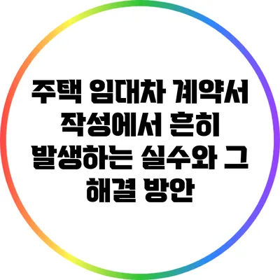 주택 임대차 계약서 작성에서 흔히 발생하는 실수와 그 해결 방안