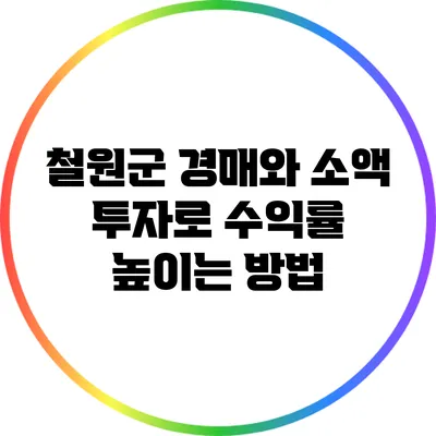 철원군 경매와 소액 투자로 수익률 높이는 방법