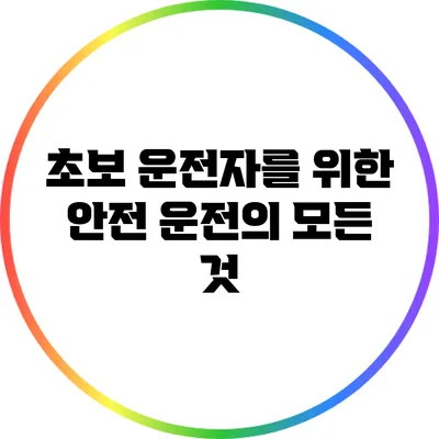 초보 운전자를 위한 안전 운전의 모든 것