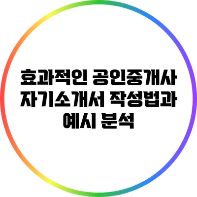 효과적인 공인중개사 자기소개서 작성법과 예시 분석