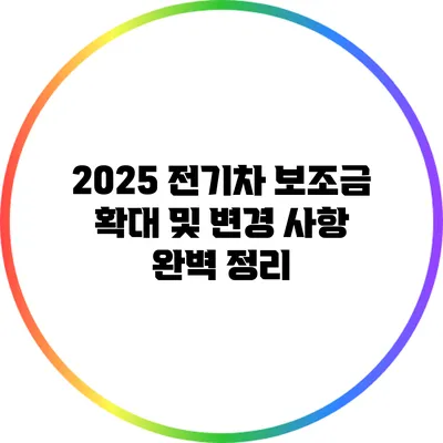2025 전기차 보조금 확대 및 변경 사항 완벽 정리