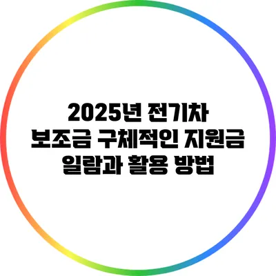 2025년 전기차 보조금: 구체적인 지원금 일람과 활용 방법