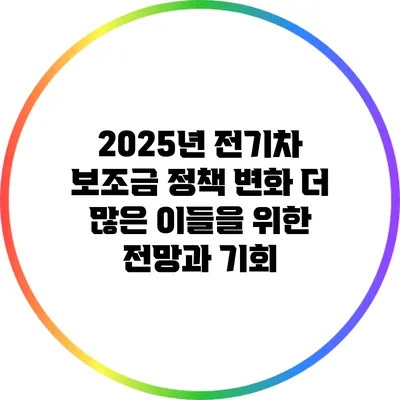 2025년 전기차 보조금 정책 변화: 더 많은 이들을 위한 전망과 기회