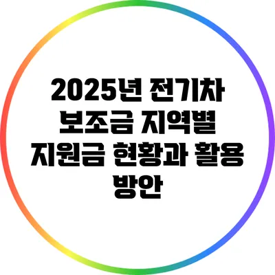 2025년 전기차 보조금: 지역별 지원금 현황과 활용 방안