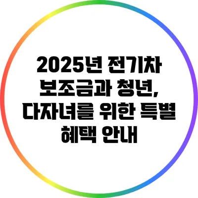 2025년 전기차 보조금과 청년, 다자녀를 위한 특별 혜택 안내