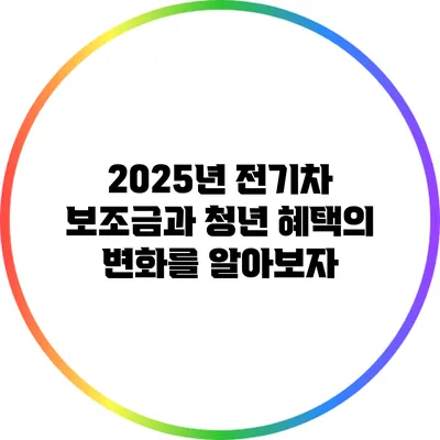 2025년 전기차 보조금과 청년 혜택의 변화를 알아보자