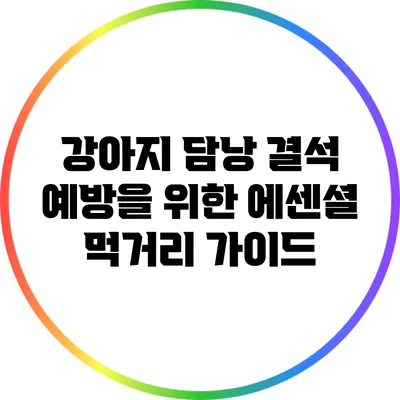 강아지 담낭 결석 예방을 위한 에센셜 먹거리 가이드