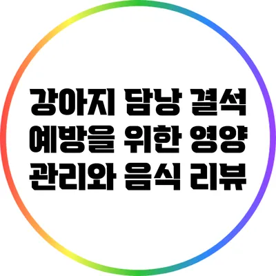 강아지 담낭 결석 예방을 위한 영양 관리와 음식 리뷰