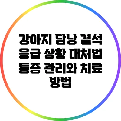 강아지 담낭 결석 응급 상황 대처법: 통증 관리와 치료 방법