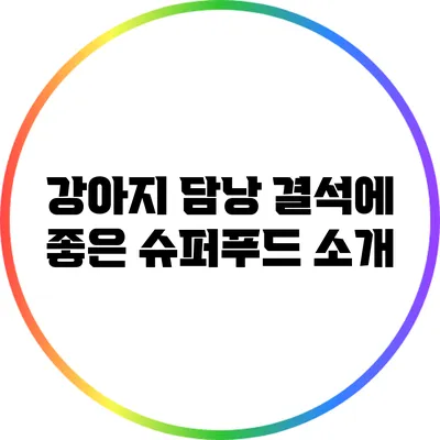 강아지 담낭 결석에 좋은 슈퍼푸드 소개