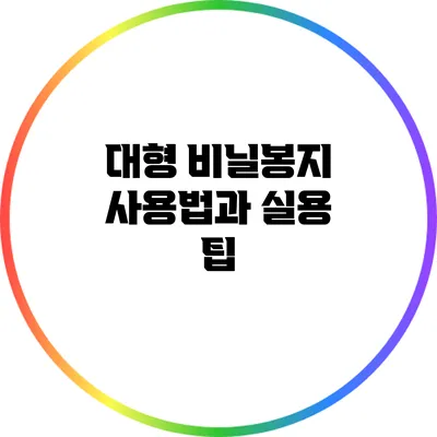대형 비닐봉지 사용법과 실용 팁