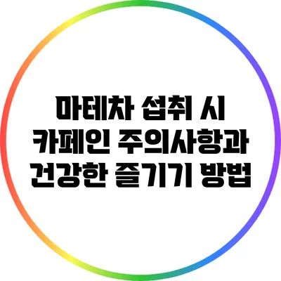 마테차 섭취 시 카페인 주의사항과 건강한 즐기기 방법