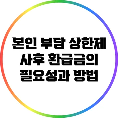 본인 부담 상한제 사후 환급금의 필요성과 방법
