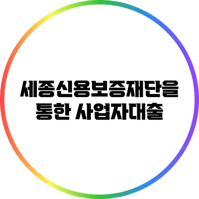 세종신용보증재단을 통한 사업자대출