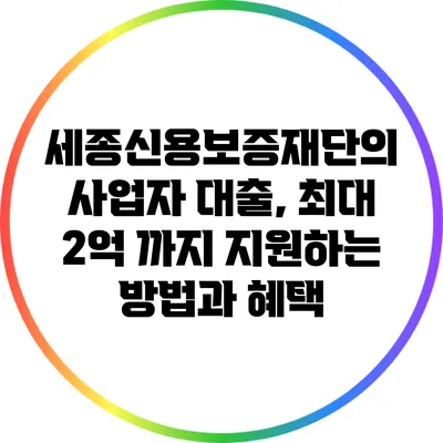 세종신용보증재단의 사업자 대출, 최대 2억 까지 지원하는 방법과 혜택