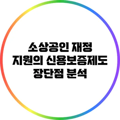 소상공인 재정 지원의 신용보증제도: 장단점 분석