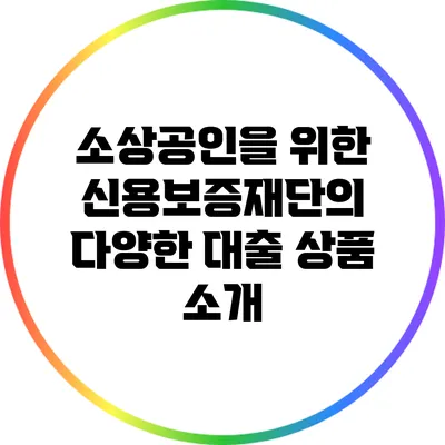 소상공인을 위한 신용보증재단의 다양한 대출 상품 소개