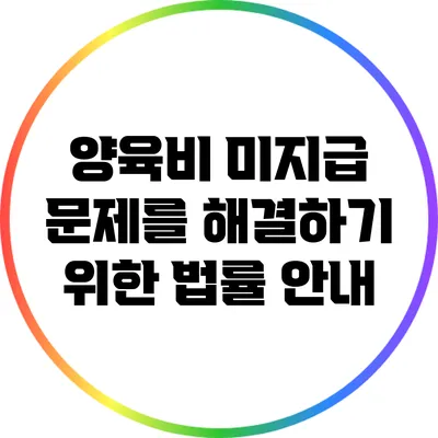 양육비 미지급 문제를 해결하기 위한 법률 안내