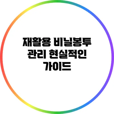 재활용 비닐봉투 관리: 현실적인 가이드