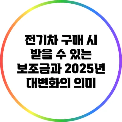 전기차 구매 시 받을 수 있는 보조금과 2025년 대변화의 의미