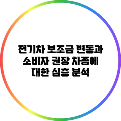 전기차 보조금 변동과 소비자 권장 차종에 대한 심층 분석