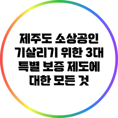 제주도 소상공인 기살리기 위한 3대 특별 보증 제도에 대한 모든 것