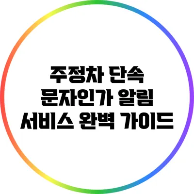 주정차 단속 문자인가? 알림 서비스 완벽 가이드