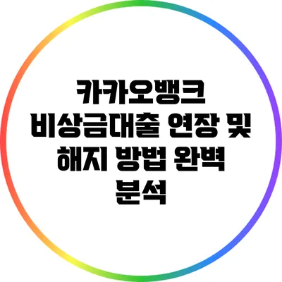 카카오뱅크 비상금대출 연장 및 해지 방법 완벽 분석