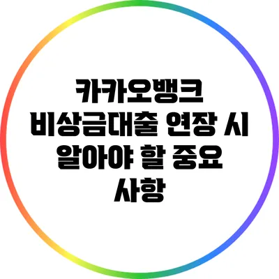 카카오뱅크 비상금대출 연장 시 알아야 할 중요 사항