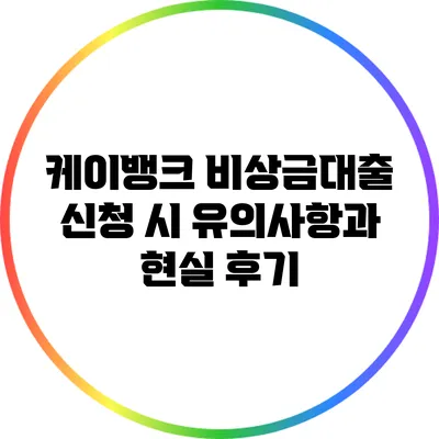 케이뱅크 비상금대출 신청 시 유의사항과 현실 후기