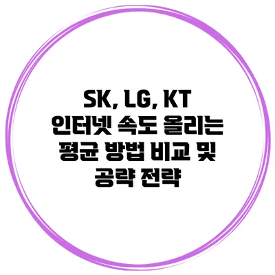 SK, LG, KT 인터넷 속도 올리는 평균 방법 비교 및 공략 전략