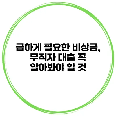 급하게 필요한 비상금, 무직자 대출 꼭 알아봐야 할 것