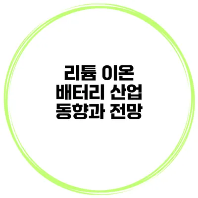 리튬 이온 배터리 산업 동향과 전망